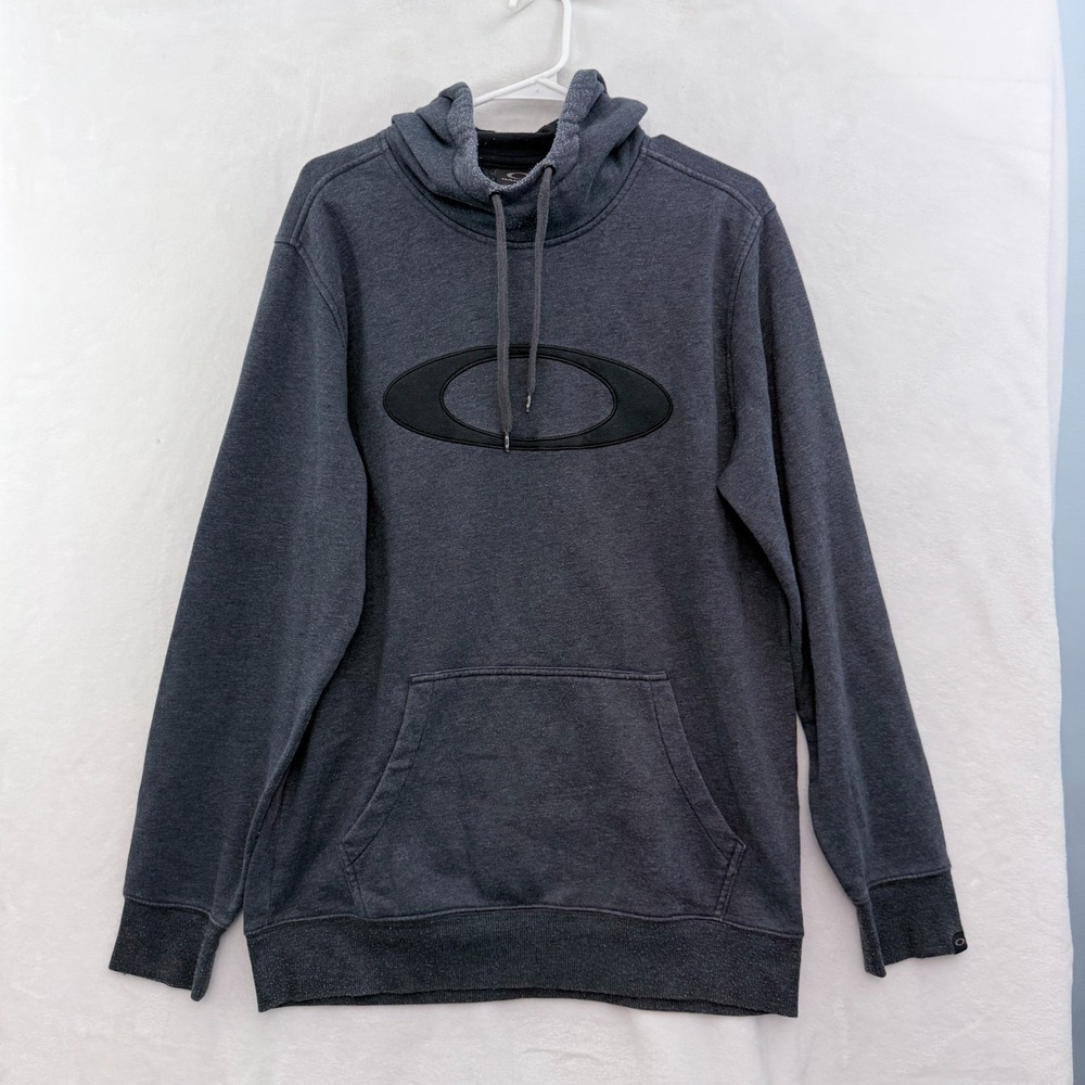 Oakley Hoodie Mens L Gray Sweatshirt Pullover Fleece Logo Embroidered - Picture 1 of 8